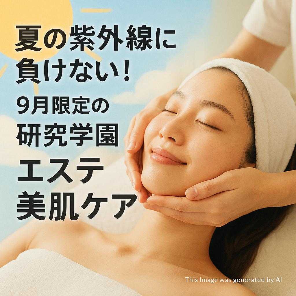 夏の紫外線に負けない！9月限定の研究学園エステ美肌ケア